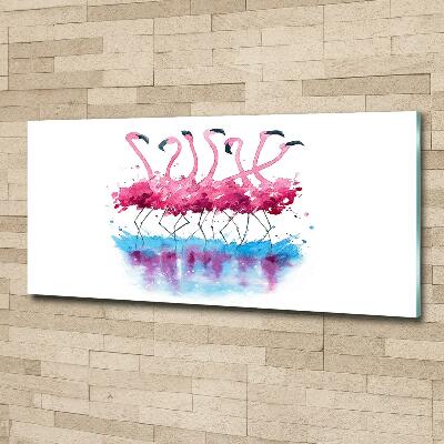 Foto en cristal de alta calidad con impresión uv horizontal Flamencos