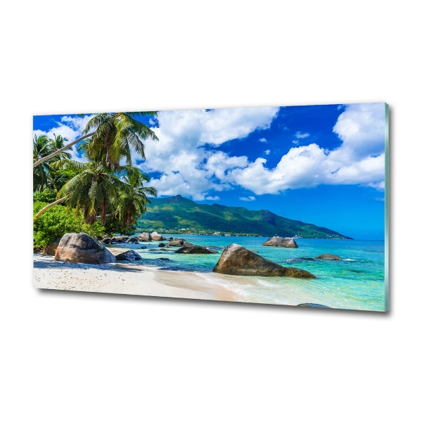 Foto en cristal de alta calidad con impresión uv horizontal Playa de Seychelles
