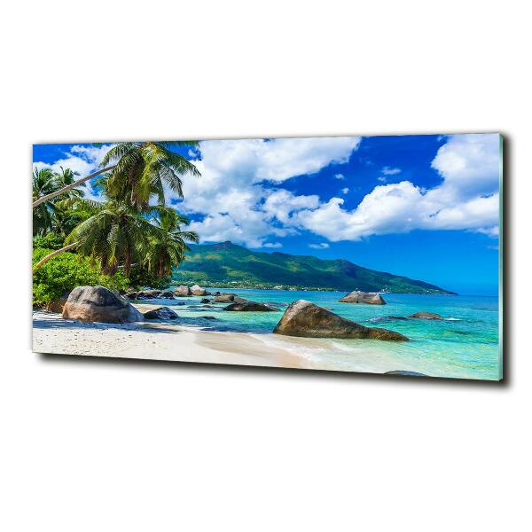 Foto en cristal de alta calidad con impresión uv horizontal Playa de Seychelles