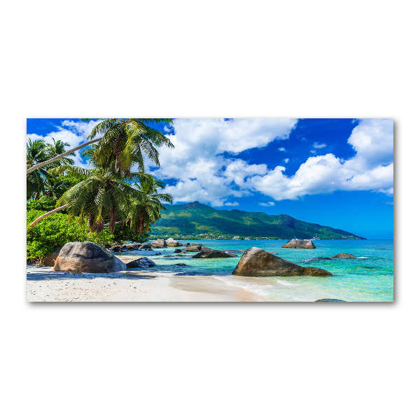 Foto en cristal de alta calidad con impresión uv horizontal Playa de Seychelles