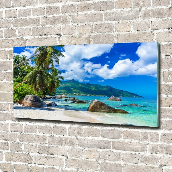 Foto en cristal de alta calidad con impresión uv horizontal Playa de Seychelles