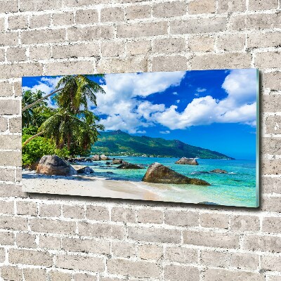 Foto en cristal de alta calidad con impresión uv horizontal Playa de Seychelles