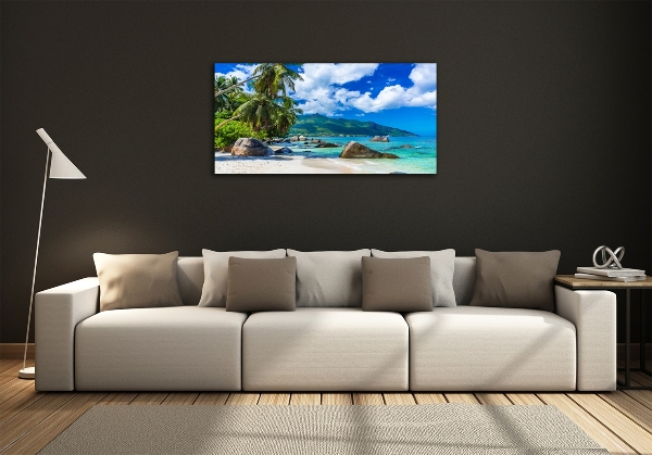 Foto en cristal de alta calidad con impresión uv horizontal Playa de Seychelles