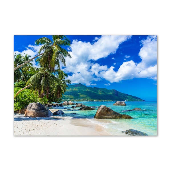 Foto en cristal de alta calidad con impresión uv horizontal Playa de Seychelles