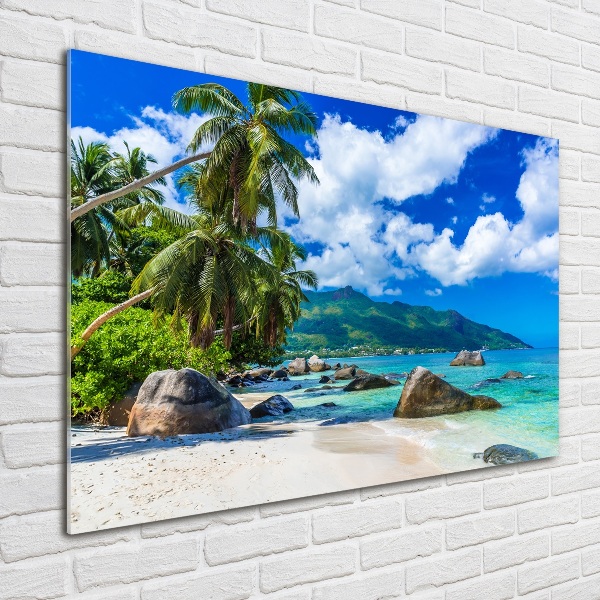 Foto en cristal de alta calidad con impresión uv horizontal Playa de Seychelles