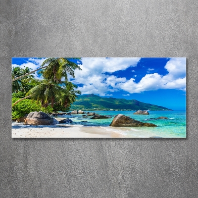 Foto en cristal de alta calidad con impresión uv horizontal Playa de Seychelles