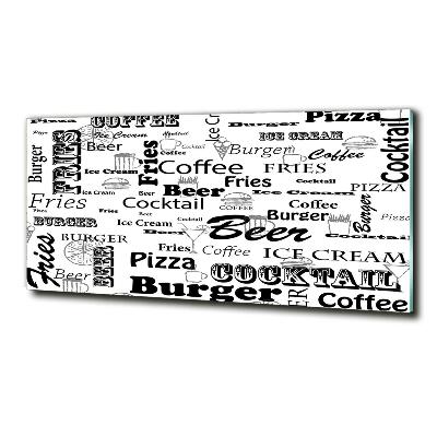 Cuadro de cristal templado moderno horizontal Menú del restaurante