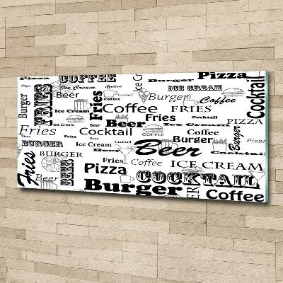 Cuadro de cristal templado moderno horizontal Menú del restaurante