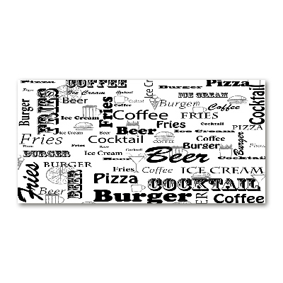 Cuadro de cristal templado moderno horizontal Menú del restaurante