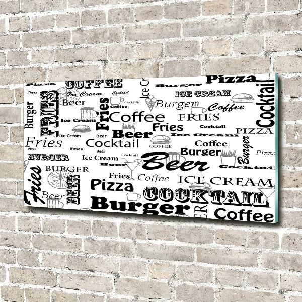 Cuadro de cristal templado moderno horizontal Menú del restaurante