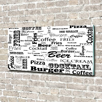 Cuadro de cristal templado moderno horizontal Menú del restaurante