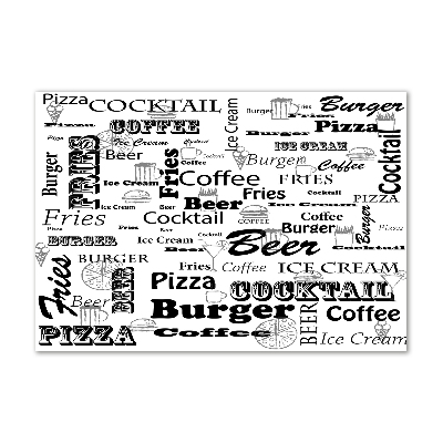 Cuadro de cristal templado moderno horizontal Menú del restaurante