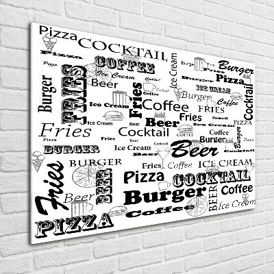 Cuadro de cristal templado moderno horizontal Menú del restaurante