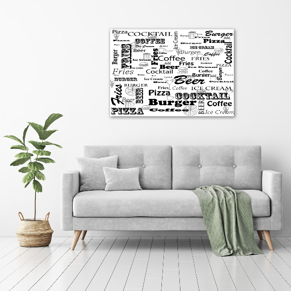 Cuadro de cristal templado moderno horizontal Menú del restaurante