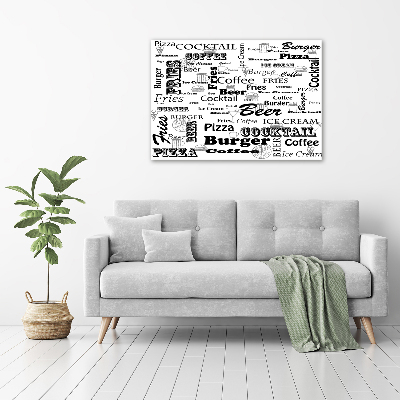 Cuadro de cristal templado moderno horizontal Menú del restaurante