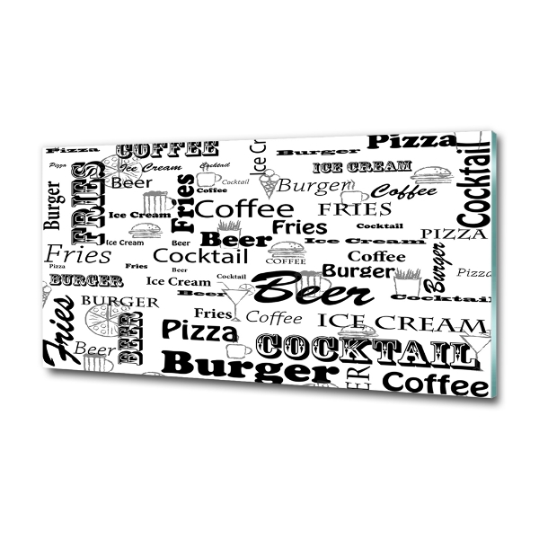 Cuadro de cristal templado moderno horizontal Menú del restaurante