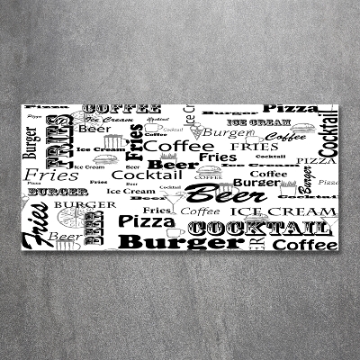 Cuadro de cristal templado moderno horizontal Menú del restaurante