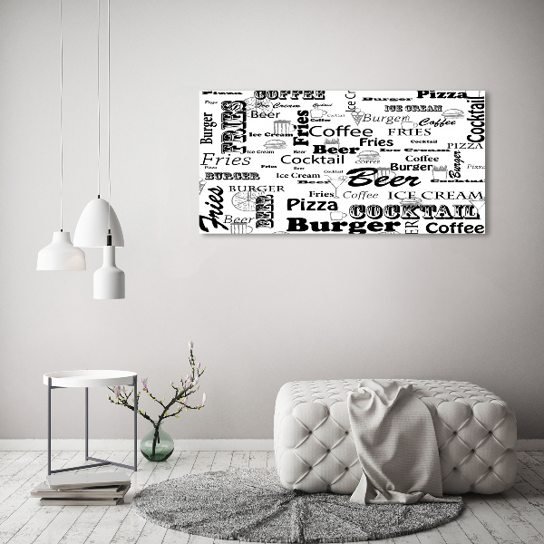 Cuadro de cristal templado moderno horizontal Menú del restaurante