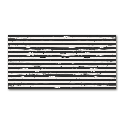Cuadro decorativo de vidrio para salón horizontal Rayas blancas y negras
