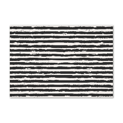 Cuadro decorativo de vidrio para salón horizontal Rayas blancas y negras