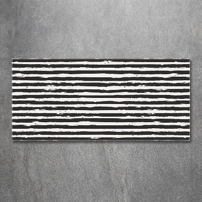 Cuadro decorativo de vidrio para salón horizontal Rayas blancas y negras