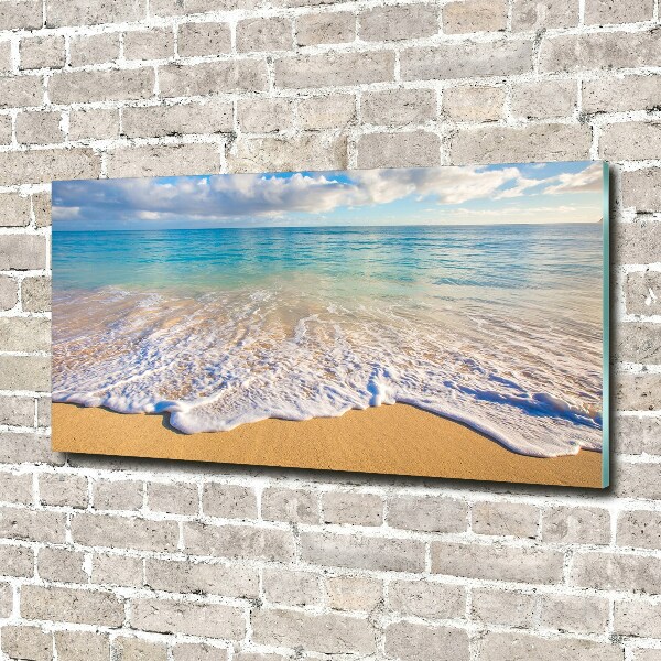 Impresión en cristal con acabado brillante horizontal Playa hawaiana