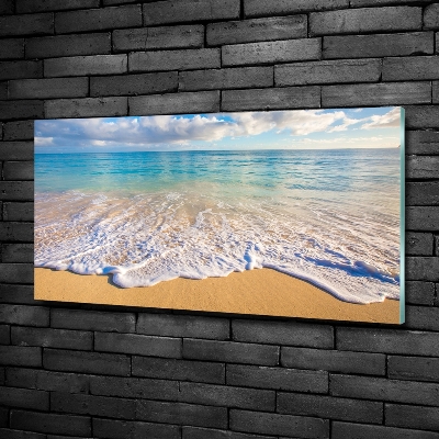 Impresión en cristal con acabado brillante horizontal Playa hawaiana
