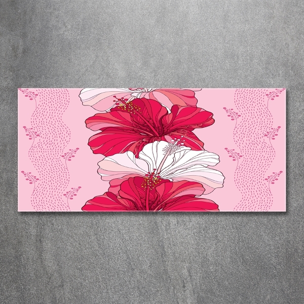 Foto en cristal de alta calidad con impresión uv horizontal flores hawaianas