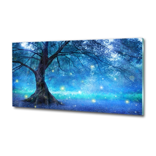 Cuadro decorativo de vidrio para salón horizontal Bosque misterioso