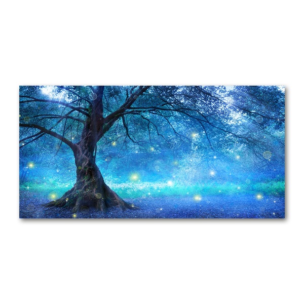 Cuadro decorativo de vidrio para salón horizontal Bosque misterioso