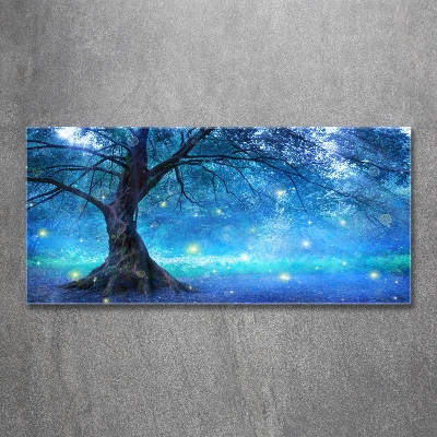 Cuadro decorativo de vidrio para salón horizontal Bosque misterioso