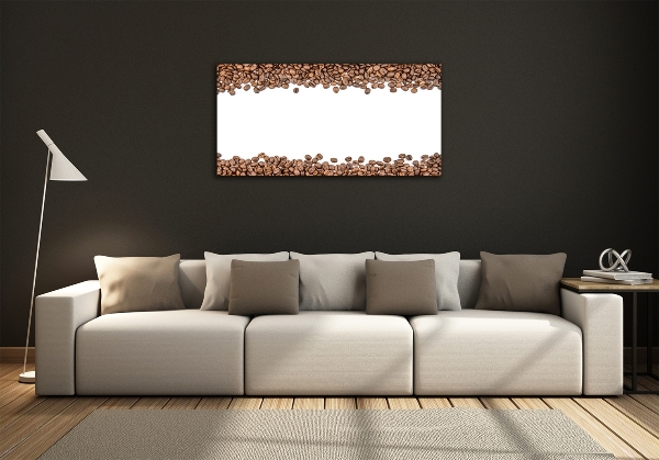 Cuadro decorativo de vidrio para salón horizontal Granos de café