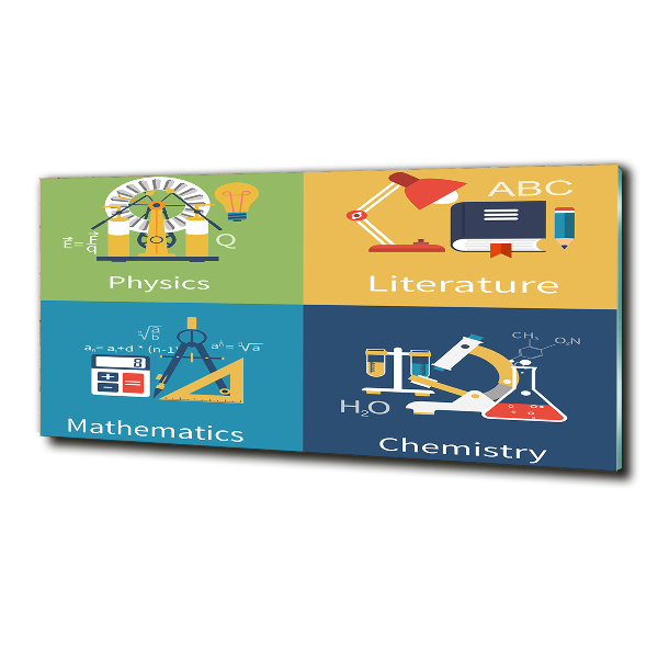 Impresión en cristal con acabado brillante horizontal Asignaturas escolares