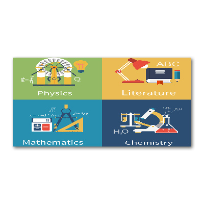 Impresión en cristal con acabado brillante horizontal Asignaturas escolares