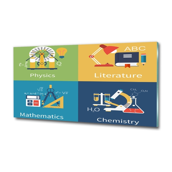 Impresión en cristal con acabado brillante horizontal Asignaturas escolares