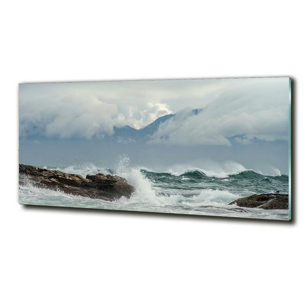 Cuadro de cristal templado moderno horizontal Mar agitado