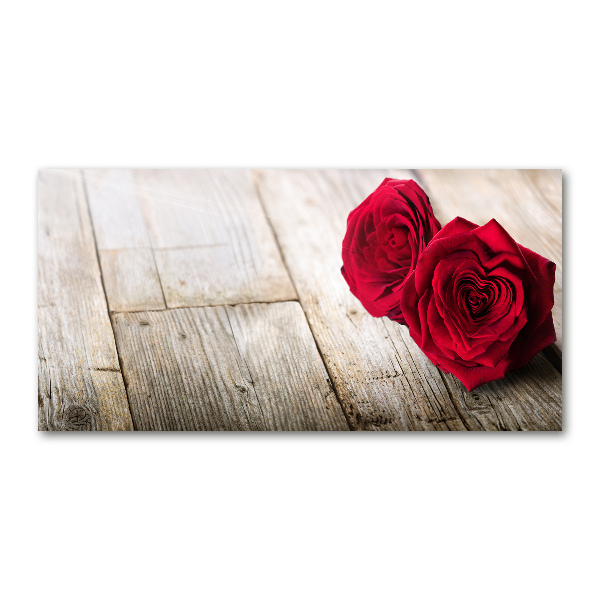 Foto en cristal de alta calidad con impresión uv horizontal Rosas sobre madera