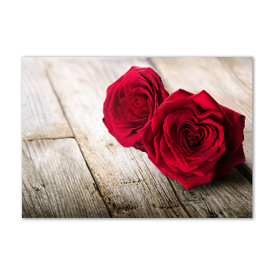 Foto en cristal de alta calidad con impresión uv horizontal Rosas sobre madera