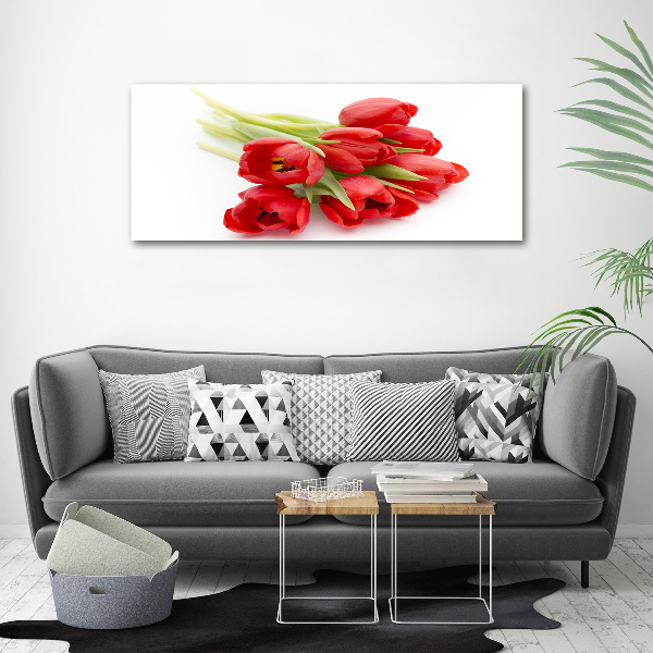 Impresión en cristal con acabado brillante horizontal tulipanes rojos