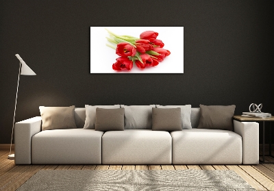 Impresión en cristal con acabado brillante horizontal tulipanes rojos
