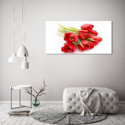 Impresión en cristal con acabado brillante horizontal tulipanes rojos