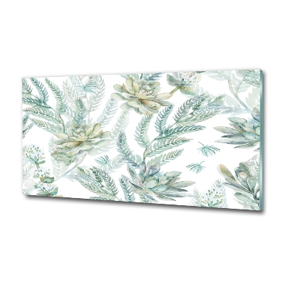 Foto en cristal de alta calidad con impresión uv horizontal Flores y hojas