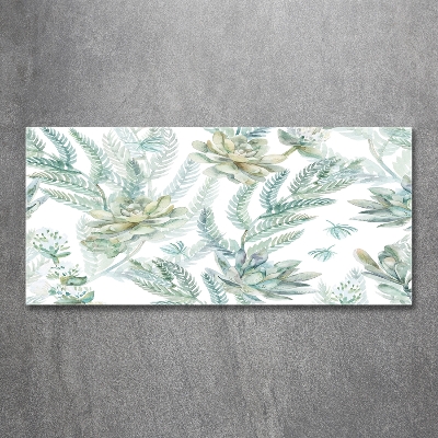 Foto en cristal de alta calidad con impresión uv horizontal Flores y hojas