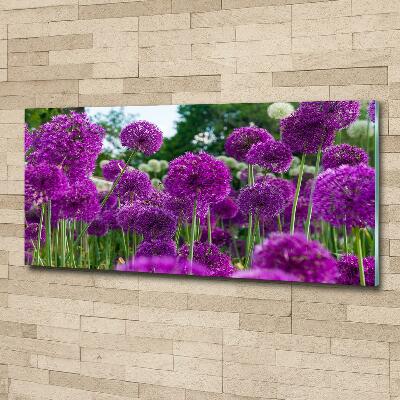 Cuadro de cristal templado moderno horizontal flores de ajo