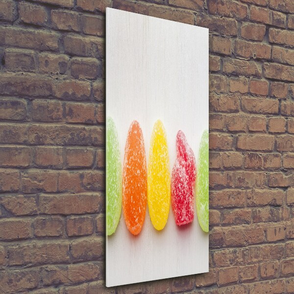 Cuadro de cristal moderno efecto brillo vertical Gomitas de colores