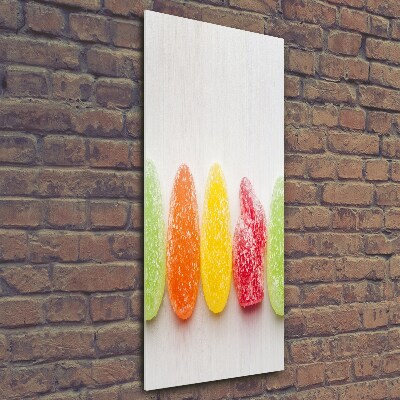 Cuadro de cristal moderno efecto brillo vertical Gomitas de colores
