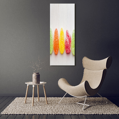 Cuadro de cristal moderno efecto brillo vertical Gomitas de colores