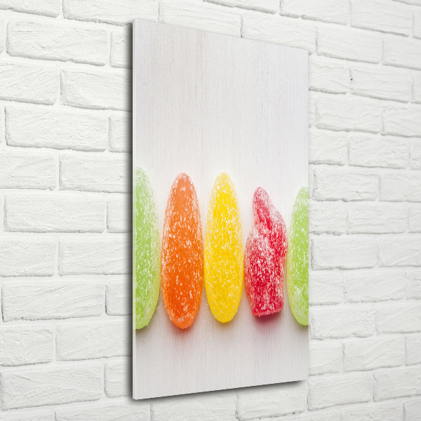 Cuadro de cristal moderno efecto brillo vertical Gomitas de colores