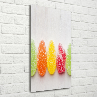 Cuadro de cristal moderno efecto brillo vertical Gomitas de colores