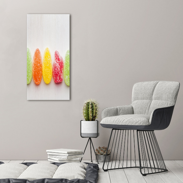 Cuadro de cristal moderno efecto brillo vertical Gomitas de colores